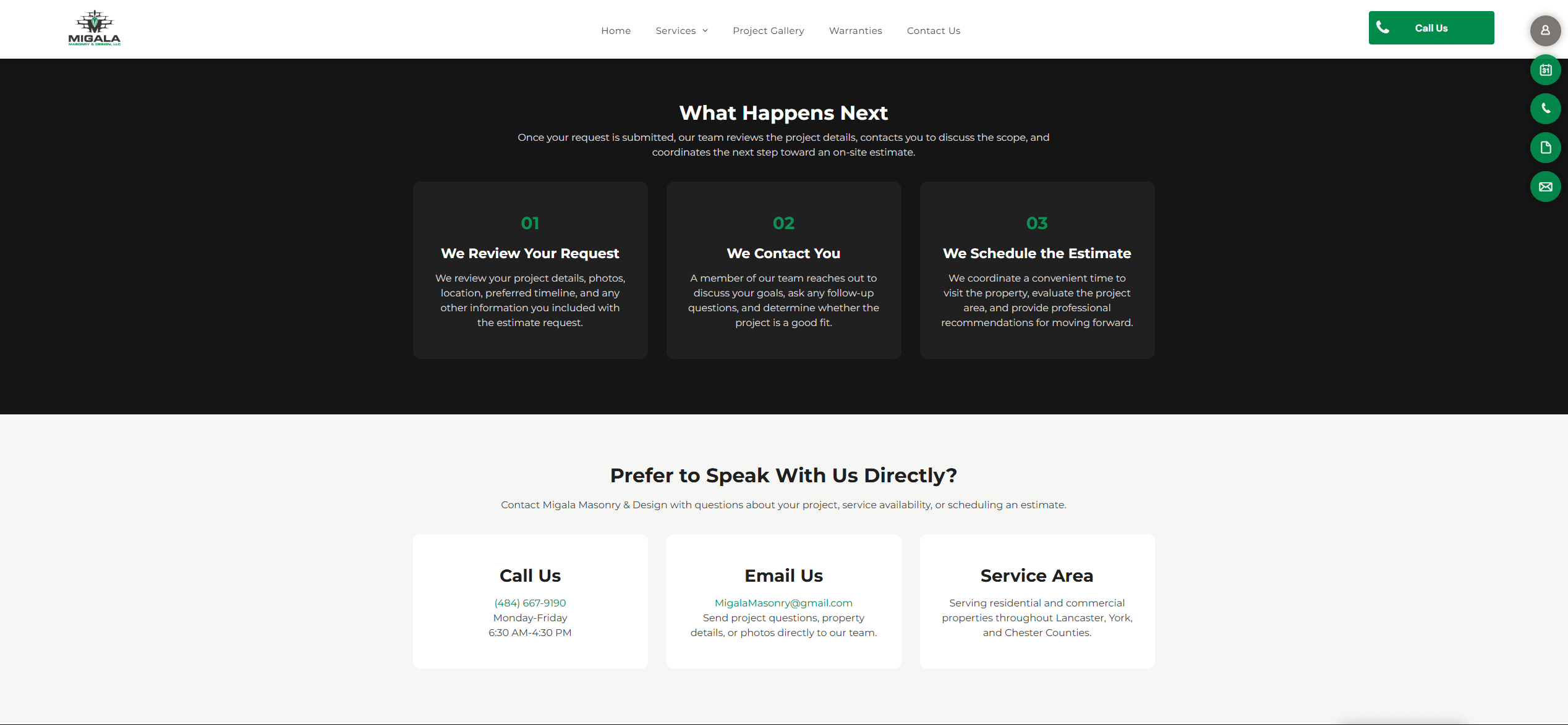 Redesigned contact page showing clear next steps and contact options